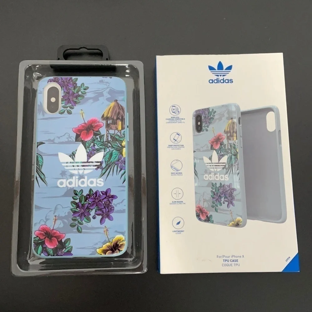 ADIDAS Tropical Blue Floral iPhone X Hard Case